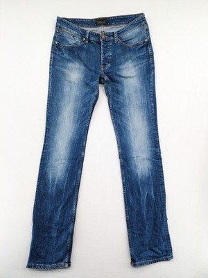 CROSS JEANS Herren Jeans W32 L36 Blau Washed Straight Tapered DYLAN Button Fly