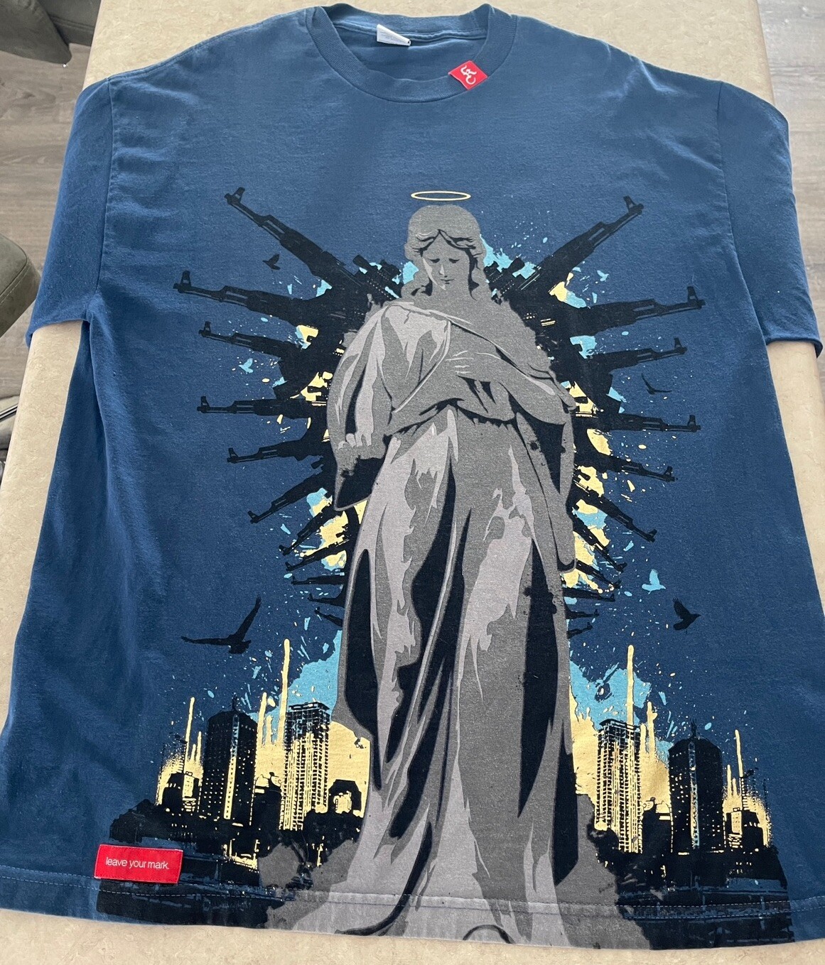 Kallusive Mens XL Shirt All Over Double Sided Graphic Tee Hip Hop Streetwear Y2K