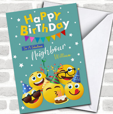 Emojis Karte Nachbar Geburtstag Party personalisiert Geburtstagskarte