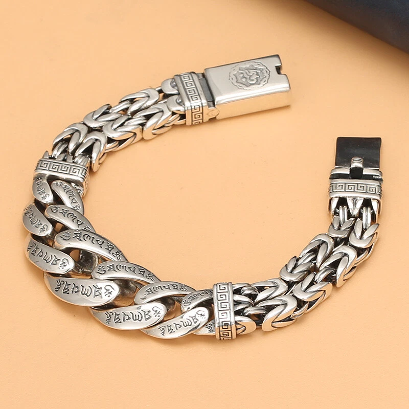 Mens sterling hot sale silver bracelets ebay
