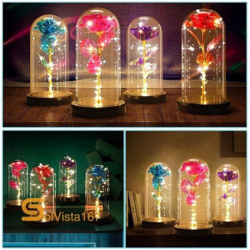 Eternal Forever Romantic Rose Flower In Glass Dome LED Light Mother`s Day Gift - Picture 4 of 102