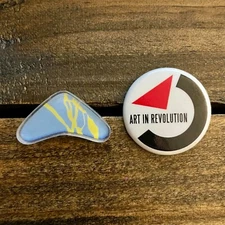 Back To The Future Marty McFly Jean Jacket Art & Boomerang Button Pins Costume