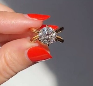 Authentic Round Cut Solo Solitaire Split Shank Engagement Ring, Moissanite Ring For Women