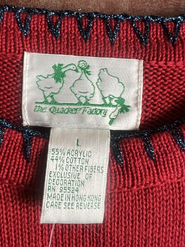 NWT Quacker Factory Star Spangled Sweater Blue Sparkly Star Christmas Red Sz L - Picture 8 of 8