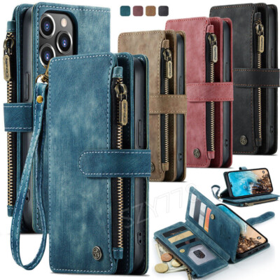 Hülle für iPhone 17 16 15 14 13 Pro Max Handy Tasche Leder Wallet Schutz Magnet