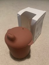 100 Food Grade Silicone Baby Training Sippy Cup w/ Lid 6 Months Pumpkin Brown