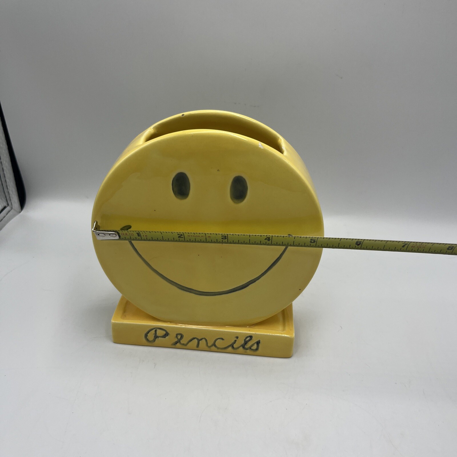 Rare Vintage MCM Yellow Smiley Face Desktop Pencil Holder