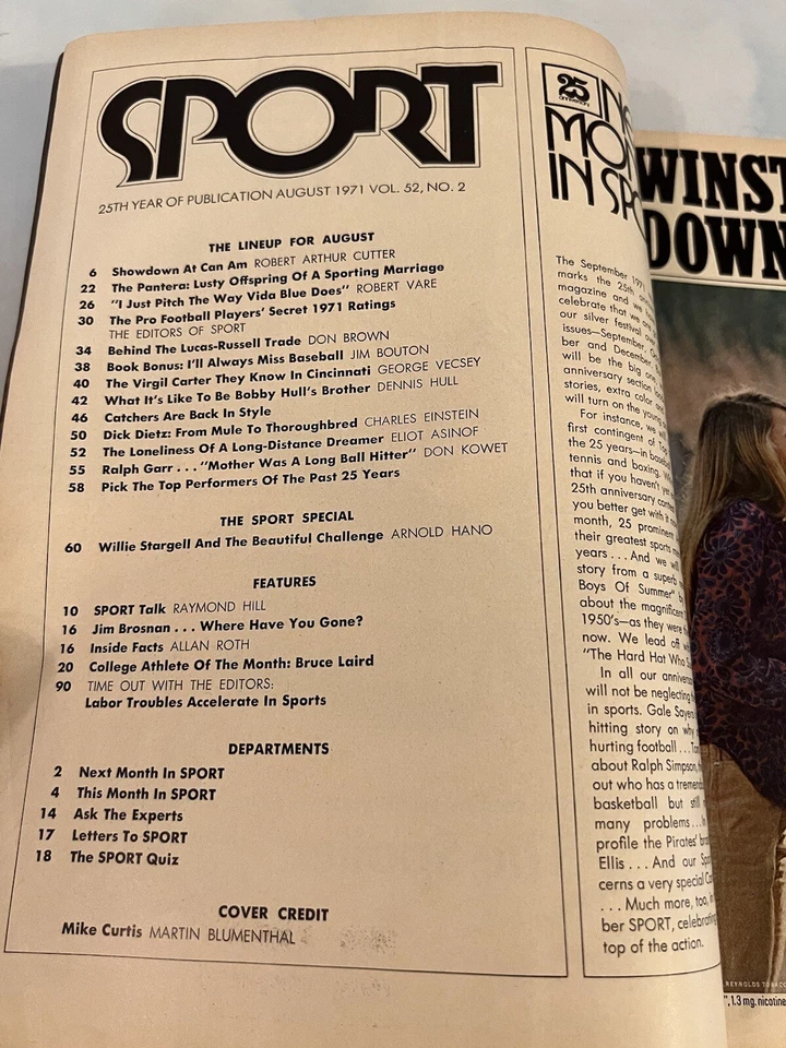 Sport Magazine August 1971 Mike Curtis Baltimore Colts Cover - Image 4 of 4