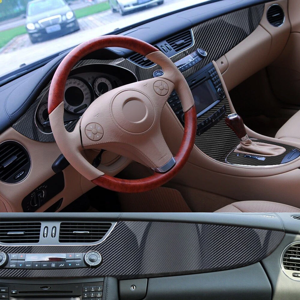 For Mercedes Benz CLS W219 2005-2011 Carbon Fiber Pattern Interior Trim Decals Foto 4 de 4