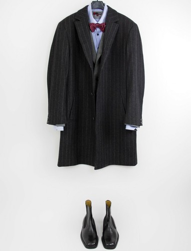 Wool Blend Gray Striped Top Coat SIZE 