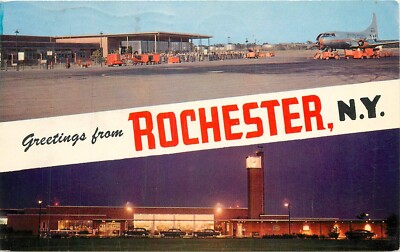 1957 Multiple Views of the Airport in Rochester, New York Postcard