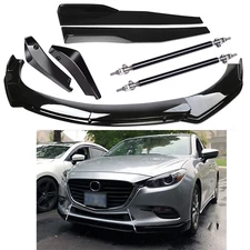 For Mazda 2 3 5 6 Front Bumper Lip Splitter Spoiler Body Kit Side Skirt Glossy