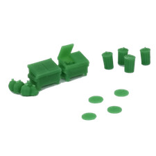 Outland Models Railroad Scenery Trash Can, Dumpster  Manhole Set HO Scale