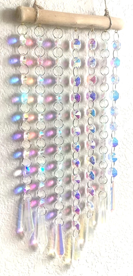 23" 7 Hilos Colgantes AB Cristal Prismas Atrapasol Cortina Sol Colgante Nuevo Foto 3 de 4