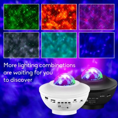 LED Star Galaxy Projector Ocean Wave Night Light Room Rotate Starry Sky 