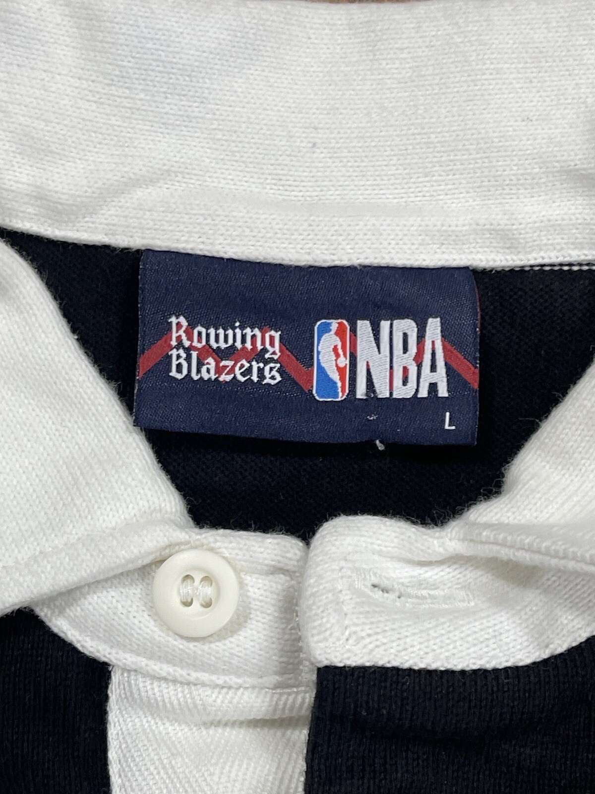 FILA Camicia polo Nba Rowing Blazers Brooklyn Nets rugby nero bianco uomo a righe L