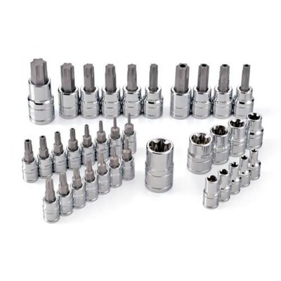 35pc E-Socket Star Torx Bit Set Tamper Proof Internal External Female 1/4'' 3/8''