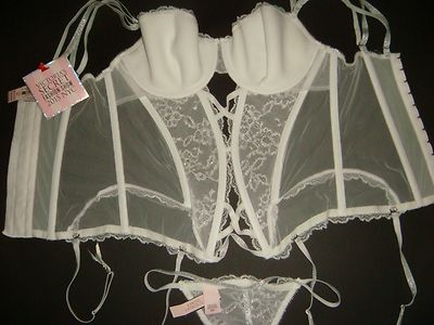 Set Lingerie Victoria's Secret Ice Angel : Soutien-gorge 34C + Porte-jarretelles/corset + Babydoll - Neuf Avec étiquettes