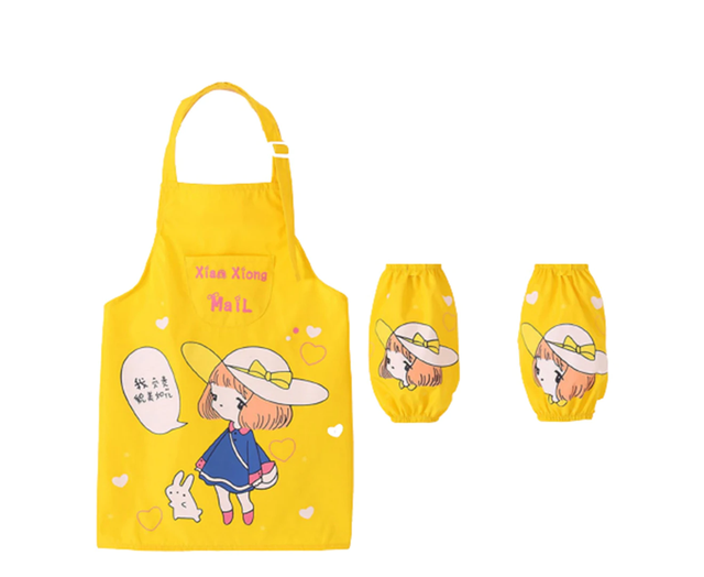 3Pcs/Set Children Apron Cartoon Character Pattern Waterproof Breathable Kids Coo 3Pcs/Set Children Apron Cartoon Character Pattern Waterproof Breathable Kids Coo