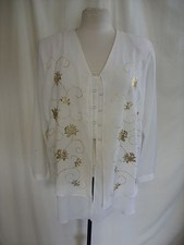 Ladies Jacket Hamells Ivory Semi Sheer Uk 16, Unlined Light, Golden Floral 1436