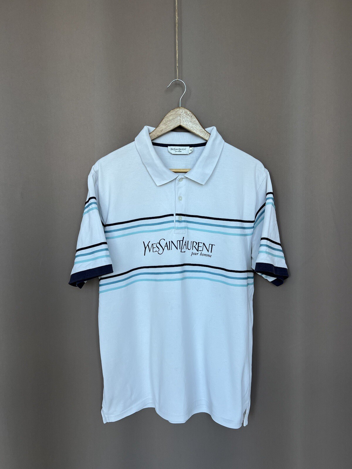 Polo Yves Saint Laurent logo grande taglia XXL uomo manica corta YSL