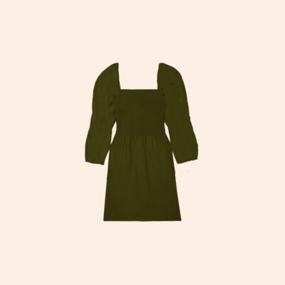 NWT $248 Reformation Brodie Linen Dress Fern Green Mini Long Sleeve Open  Back 0 | eBay