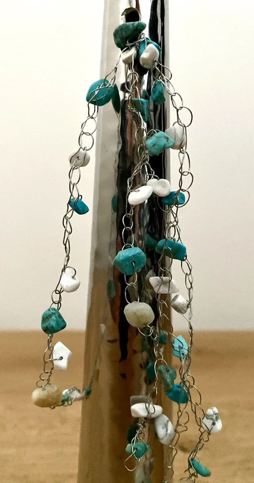 Raumstil Design Edelstahl Vase NEU Gehämmert Natursteinsplitter 31 cm Hoch - Bild 3 von 3