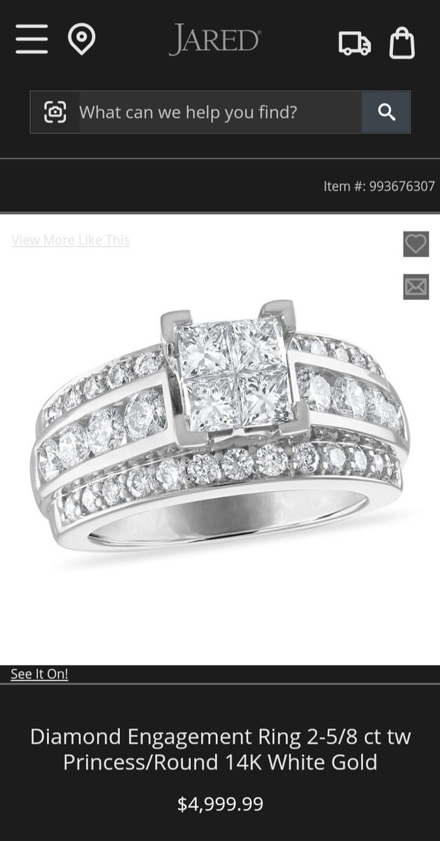 Engagement Ring: 5/8 Carats/Princess cut