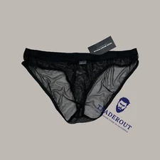 N2N Bodywear Mens black Mykonos X sheer mesh brief underwear size M L XL