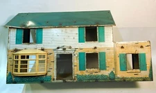 Vintage Tin Doll House 1950s / 1960s Patio, 5 Rooms Bay Window As Found