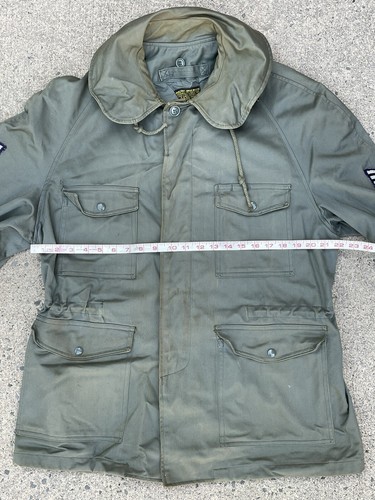 Vintage Korean War Single Breasted Jacket USAF Large Short 1950s Military Field - Picture 17 of 22