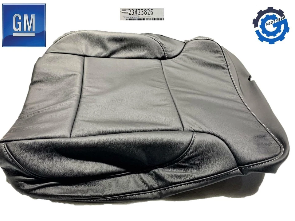 23423826 GM Cubierta trasera asiento delantero izquierdo o derecho cuero negro para GMC 2014-2016 Foto 3 de 4