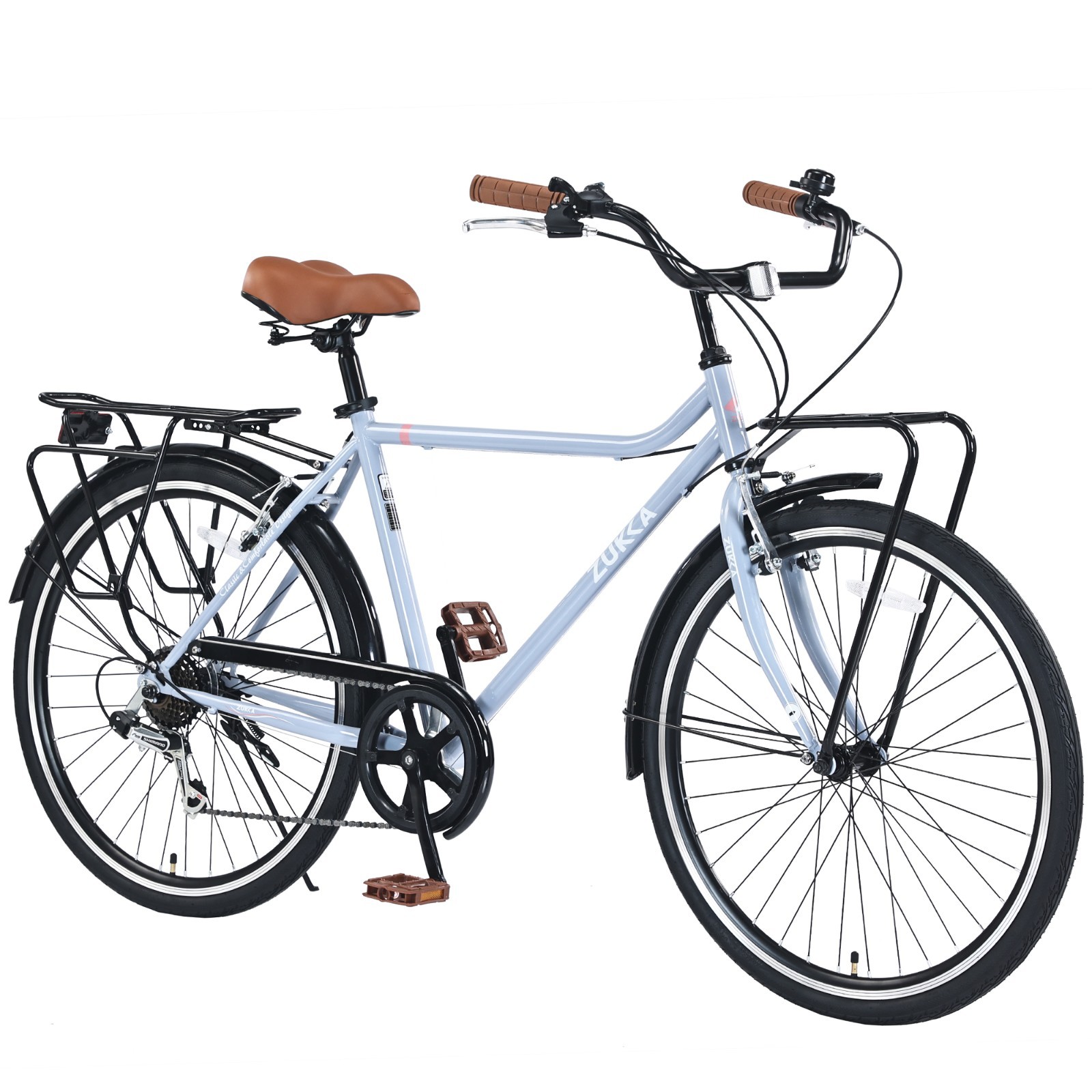 26-Inch Retro Commuter Bike for Adults, 7-Speed with Steel F