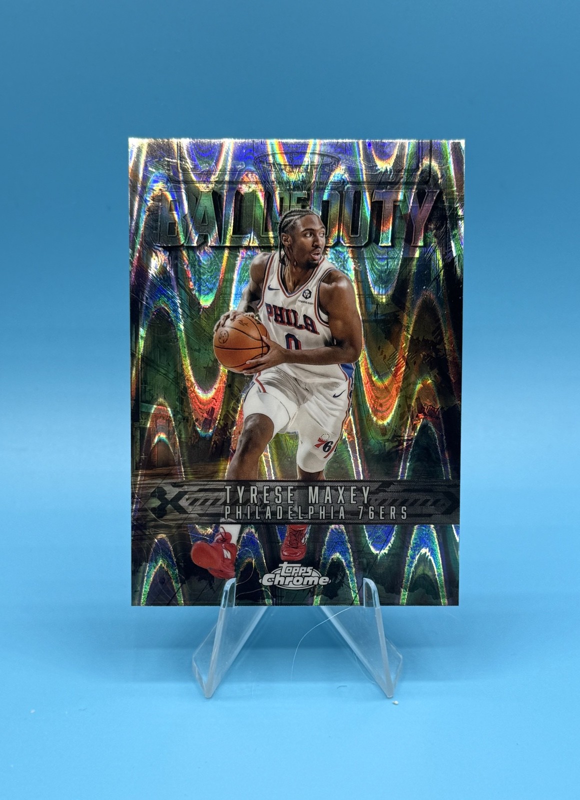 2025-26 Topps Chrome - Ball of Duty Tyrese Maxey #BD-10 RayWave Refractor