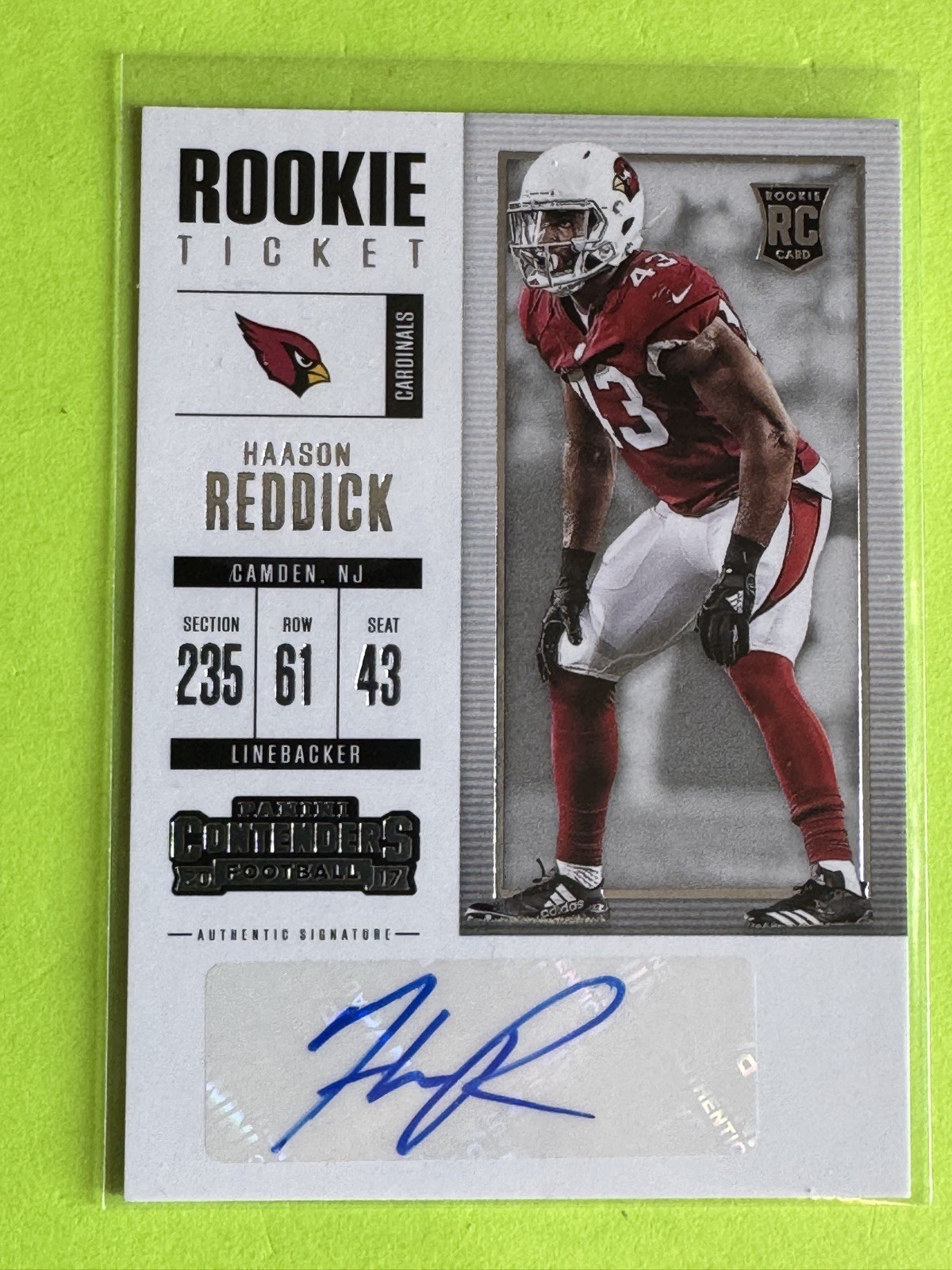 Haason Reddick 2017 Panini Contenders #169 RC Rookie Autograph Auto