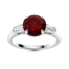 Garnet Gemstone Three-Stone Engagement Ring 925 Sterling Silver