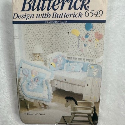 Butterick 6549 UNCUT Baby Room Decor Sewing Pattern One Size Blue Vintage 1992