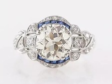 3Ct Art Deco Style Lab Created Diamond Engagement wedding 14K White Gold FN Ring
