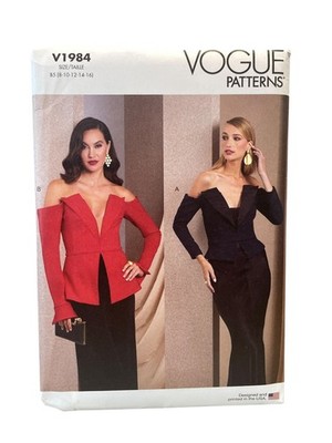 Vogue Patterns V1984 Off Shoulder Peplum Top B5 (8-10-12-14-16) Modern