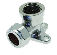 Embrass Peerless - Exposed Chrome Plated Wall Plate Elbow 15mm x 3/4" - 321059