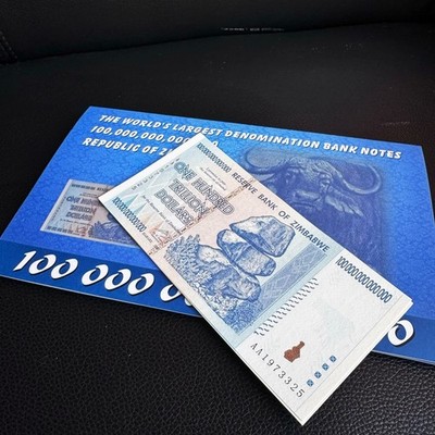  RARE ZIMBABWE 100 TRILLION DOLLARS 2008 AA P-91 BANKNOTE UNC Collection Note