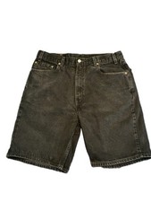 Vintage Y2K Levi s 505 Men's Black Denim Shorts Regular Fit Front 5-Pocket