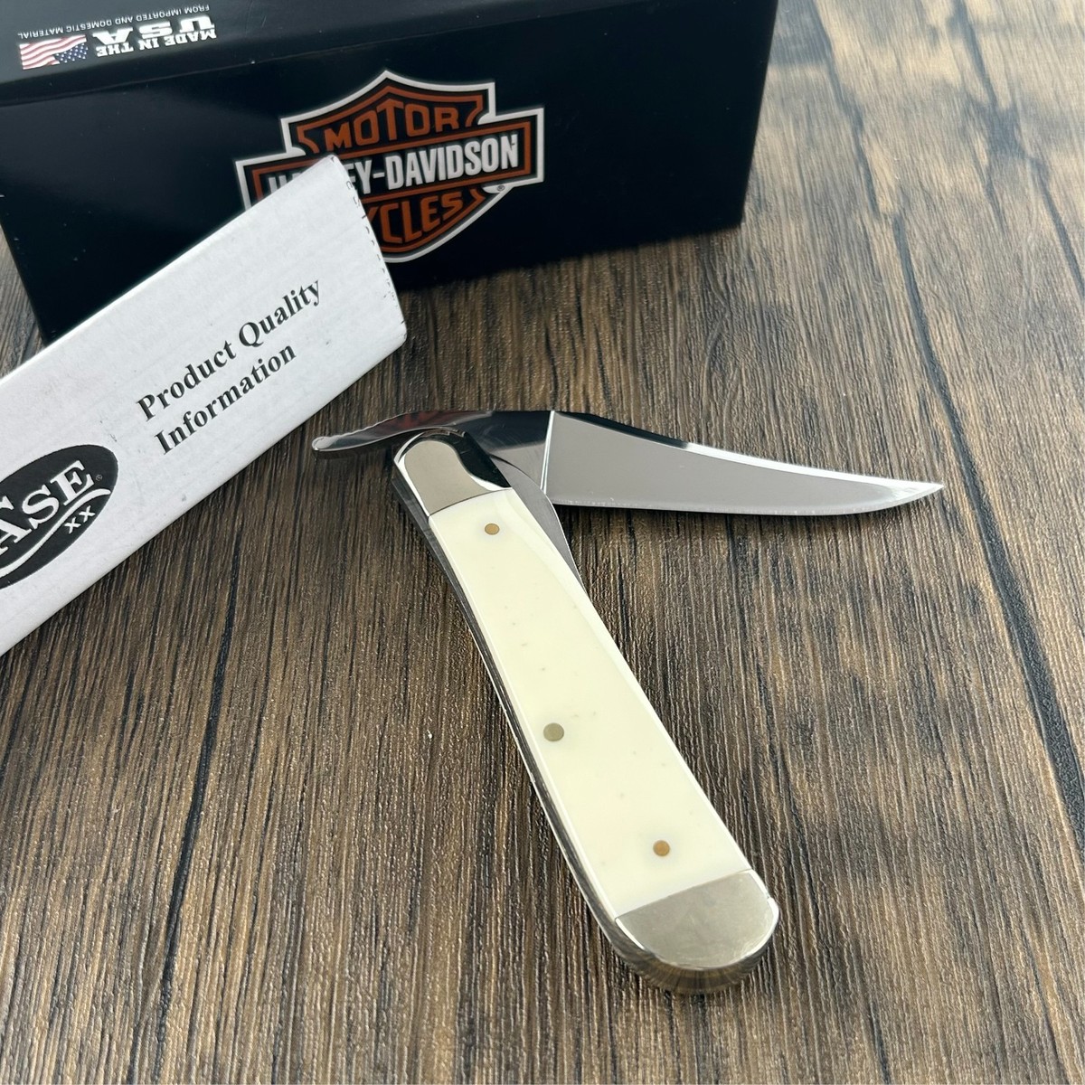 CASE XX 52249 Harley-Davidson Russlock White HANDLE Pocket Knife