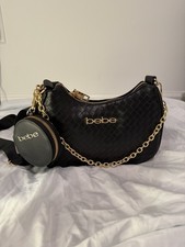Bebe Taffy Elegant Black Crossbody Bag with Gold Accents - NWT