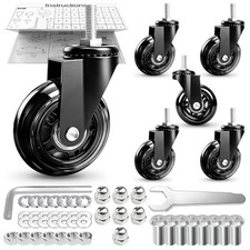 6 Pack Creeper Wheels 2.5 Inch Heavy Duty Swivel Caster Wheel Replacement 6 Pack Creeper Wheels 2.5 Inch Heavy Duty Swivel Caster Wheel Replacement