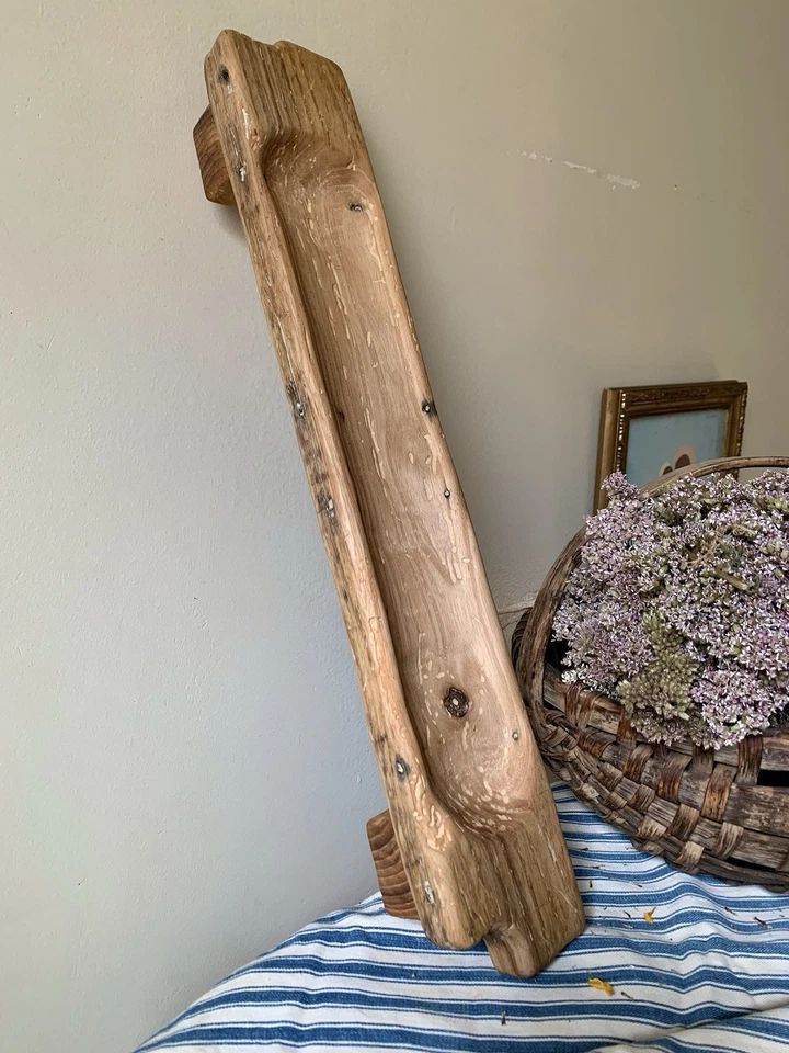 Primitive Antique Style Carved Dough Bowl With Feet Rustic Trencher Small Trough - Image 3 of 4