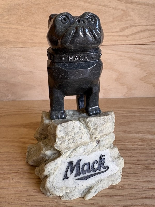 Mack Truck Bulldog Granite Dog on Ornate Rock Figure/Paperweight