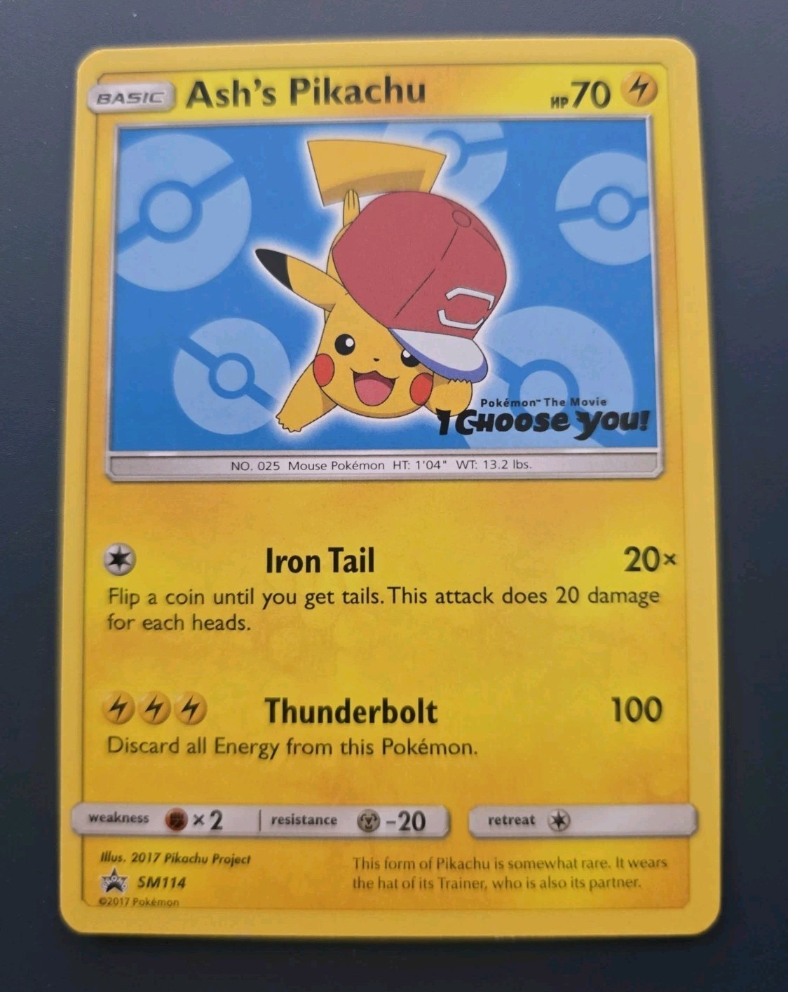 Pokemon TCG Ash's Pikachu SM114 Promo Card Near Mint