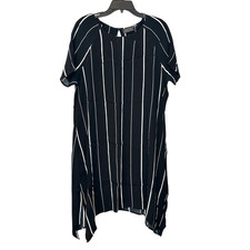 ASTR The Label Striped Side Slit Asymmetric Black White Shift Dress Size Large