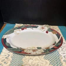 Vintage Tienshan Magnolia Fine China 14 1/2” Oval Serving/Meat Platter Flower